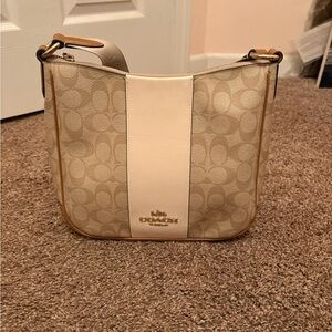Coach Beige and Cream Signature Shoulder Bag